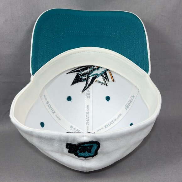 San Jose Sharks NHL Stretch Fit M/L Hat Cap Zephyr White Hockey California Mens - Picture 13 of 13